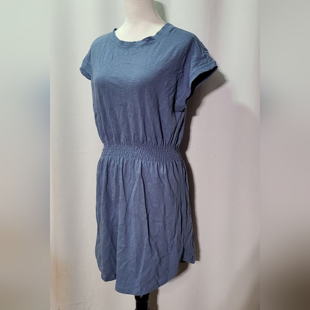 RD Style Women's Coronet Blue River Ruched Mini Short Sleeve Dress Size Medium - Picture 4 of 8